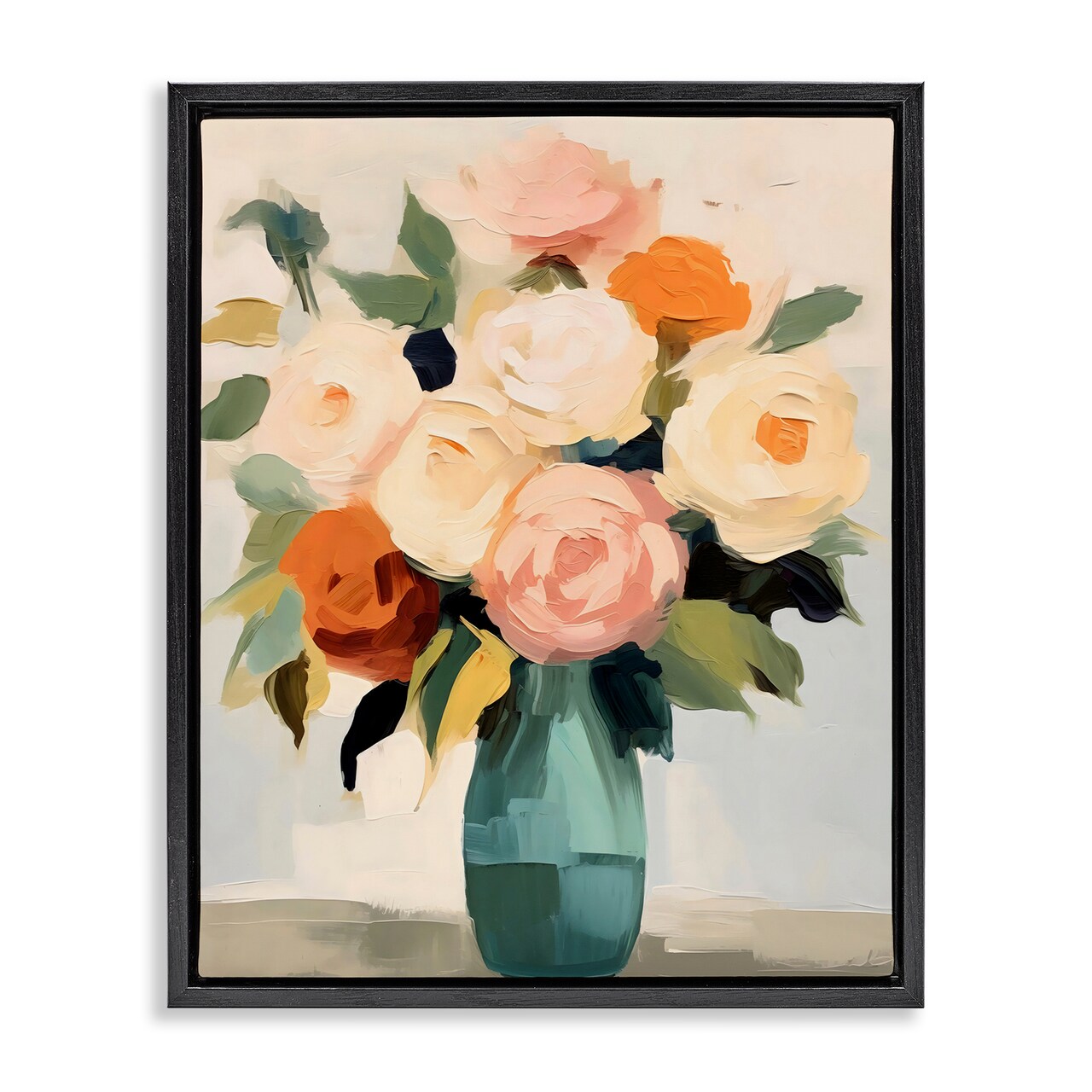 Stupell Industries Soft Hued Roses Vase Floating Frame, design by LSR Creative Studio